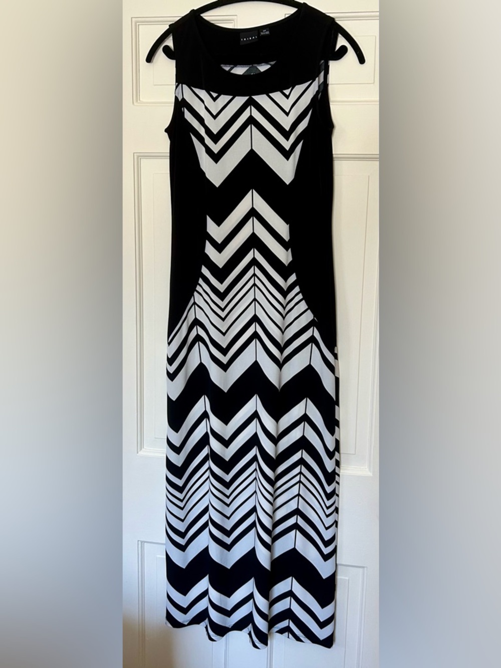 Tribal Black and White Small Chevron Maxi Dress Slimming! Easy care, no wrinkle!